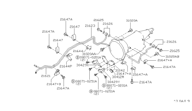 1993 Infiniti J30 Bracket-Tube Diagram for 21644-10Y05