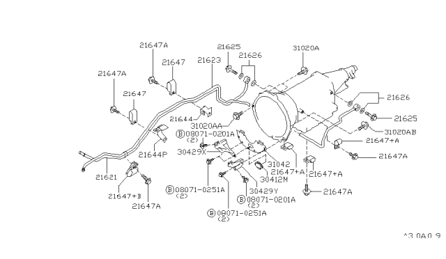 1993 Infiniti J30 Auto Transmission,Transaxle & Fitting Diagram 1