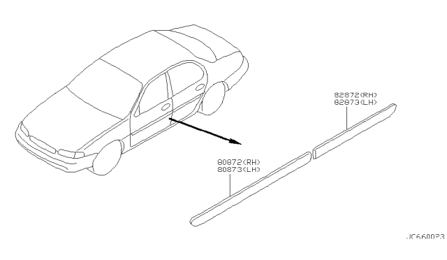 1994 Infiniti J30 Body Side Moulding Diagram