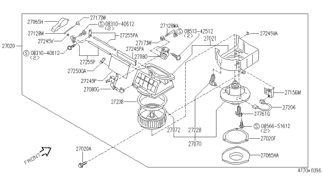 1996 Infiniti J30 Air Intake Box Actuator Diagram for 27740-10Y01