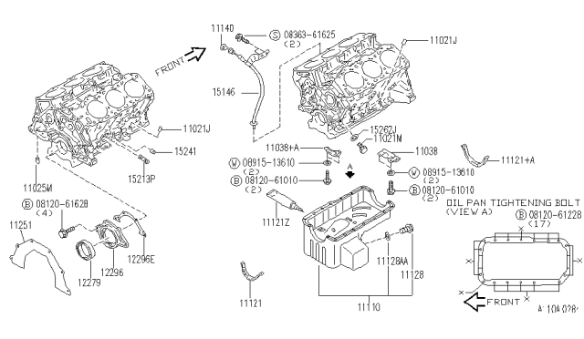 1997 Infiniti J30 Cylinder Block & Oil Pan Diagram 1