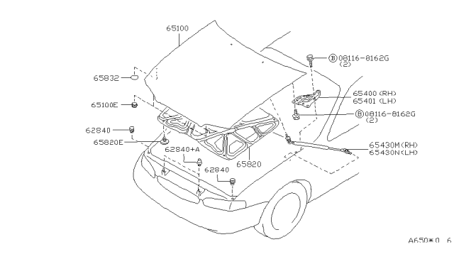 1995 Infiniti J30 Hood Panel,Hinge & Fitting Diagram