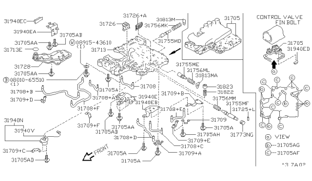 1995 Infiniti J30 Oil Strainer Assembly Diagram for 31728-41X02
