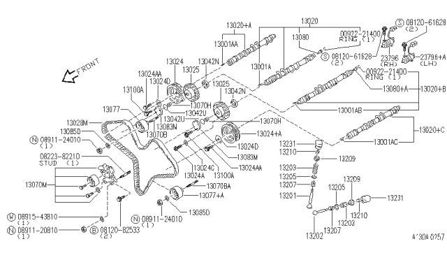 1993 Infiniti J30 Lifter-Valve Diagram for 13231-79S00