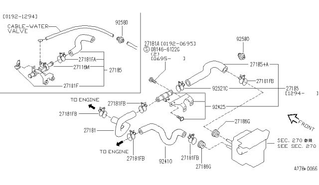 1995 Infiniti J30 Hose-Front Heater,1 Diagram for 92400-10Y00