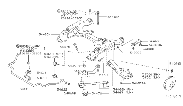 1994 Infiniti J30 Stabilizer-Front Diagram for 54611-0P004