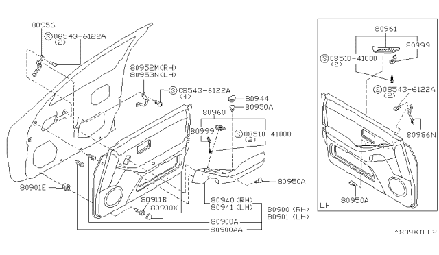 1997 Infiniti J30 FINISHER Assembly Front Door RH Diagram for 80900-11Y12