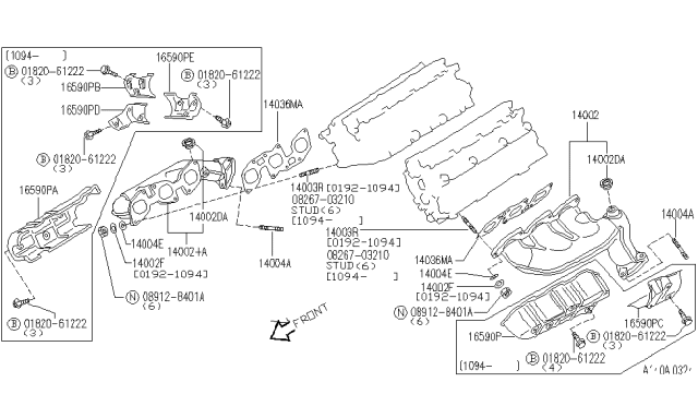 1995 Infiniti J30 Stud Diagram for 08267-03210