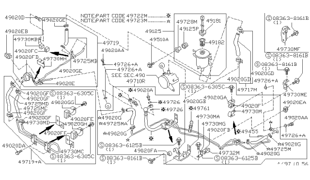 1994 Infiniti J30 Clamp Diagram for 49729-77S00