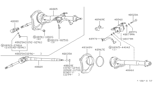 1995 Infiniti J30 Cover-Column Hole Diagram for 48950-10Y80