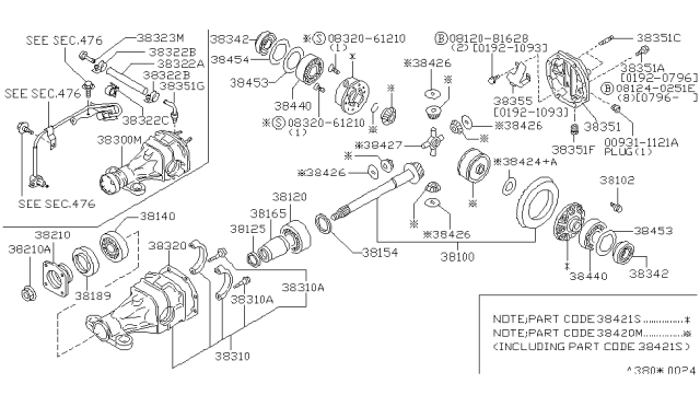 1994 Infiniti J30 Differential Assembly,VISCOUS Diagram for 38420-40F66