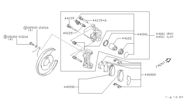 1994 Infiniti J30 Hardware Kit Diagram for 44080-60U28