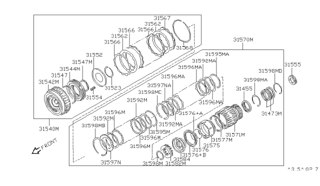 1994 Infiniti J30 Plate-Retaining Forward Clutch Diagram for 31537-41X10