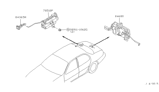 1995 Infiniti J30 Trunk Opener Actuator Diagram for 84680-10Y20