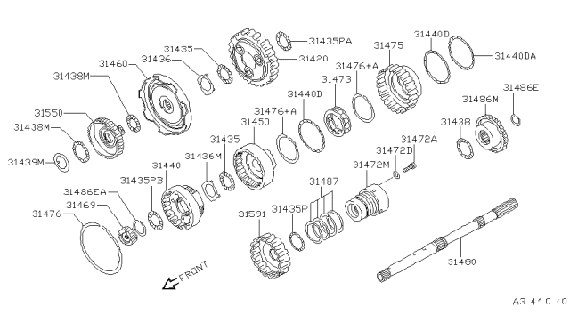 1996 Infiniti J30 Governor,Power Train & Planetary Gear Diagram