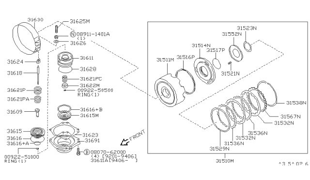 1994 Infiniti J30 Plate Assembly-Drive Diagram for 31532-41X19