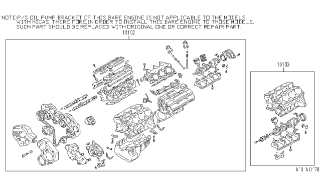 1994 Infiniti J30 Engine Assy-Bare Diagram for 10102-17YA0