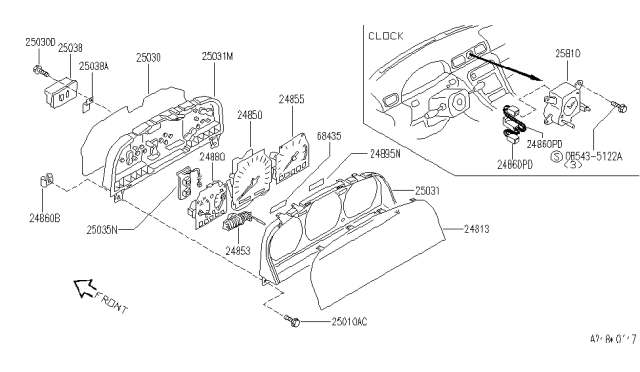 1995 Infiniti J30 Instrument Cluster Speedometer Assembly Diagram for 24820-18Y00