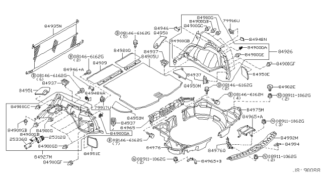 2004 Infiniti FX35 Trunk & Luggage Room Trimming Diagram 1