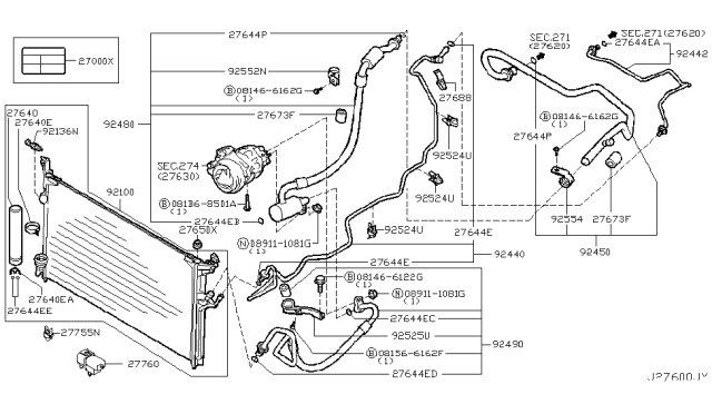 2006 Infiniti FX45 Condenser,Liquid Tank & Piping Diagram 3