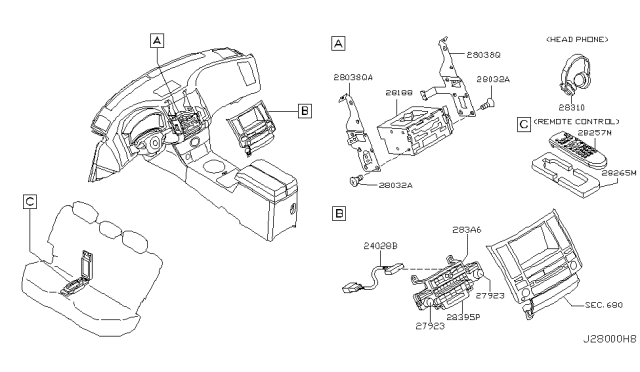 2003 Infiniti FX45 Switch Assembly - Av Diagram for 28396-CG005