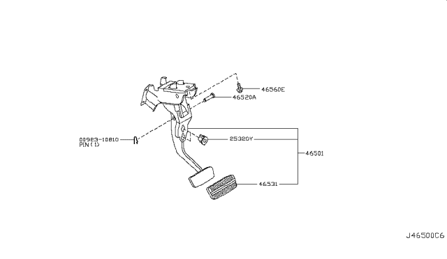 2008 Infiniti FX35 Brake & Clutch Pedal Diagram