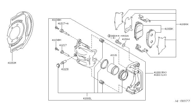 2003 Infiniti FX35 Splash Shield Diagram for 41151-CA000