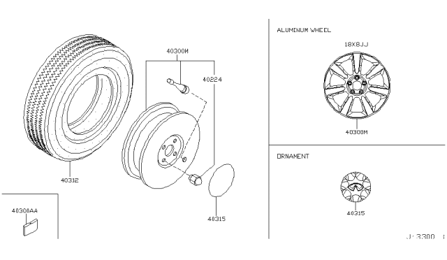 2004 Infiniti FX45 Road Wheel & Tire Diagram 7