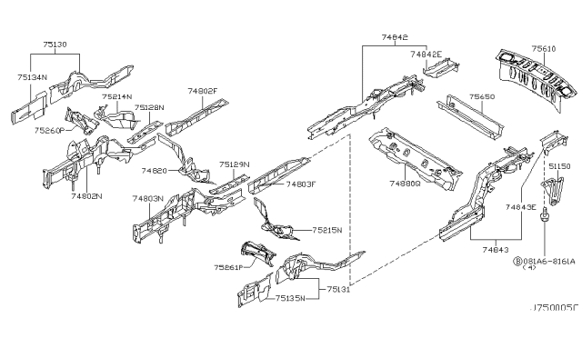 2005 Infiniti FX35 Member & Fitting Diagram