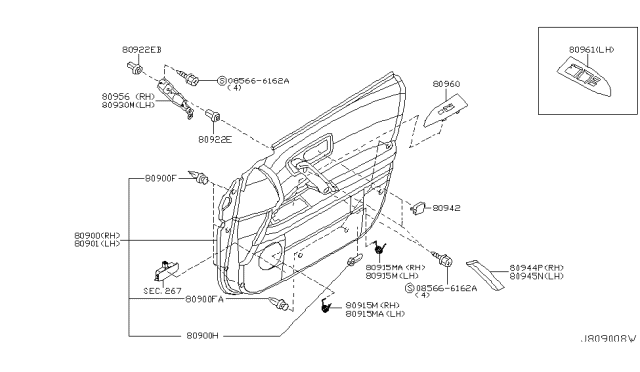 2005 Infiniti FX45 Front Door Trimming Diagram 2