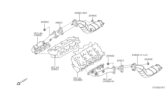 2008 Infiniti FX35 Three Way Catalytic Converter Diagram for B08B2-8Y70A