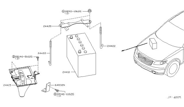 2005 Infiniti FX35 Battery & Battery Mounting Diagram 1