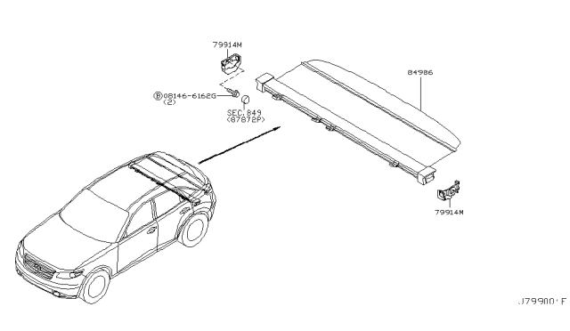 2007 Infiniti FX35 Holder-Rear Parcel Shelf Diagram for 79914-CL70B