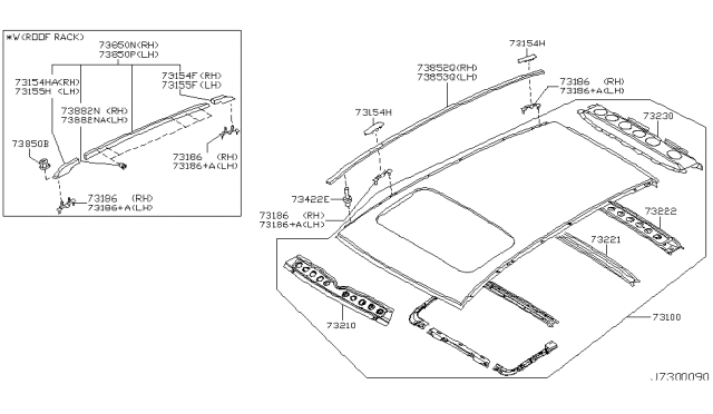 2003 Infiniti FX45 Roof Panel & Fitting Diagram 2