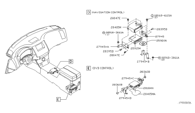 2004 Infiniti FX35 Control Assembly - Navigation Diagram for 25915-CA102