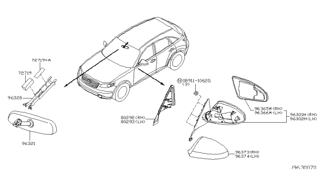 2005 Infiniti FX45 Inside Mirror Body Cover, Right Diagram for K6373-CG000