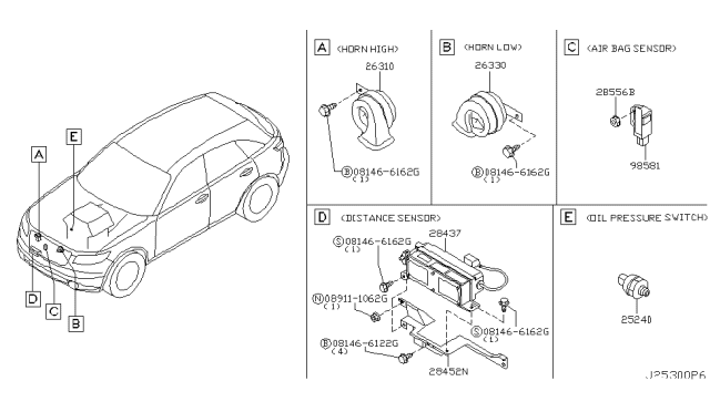 2006 Infiniti FX35 Distance Sensor Assembly Diagram for 28437-CG000