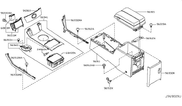 2005 Infiniti FX45 Console Box Diagram 2