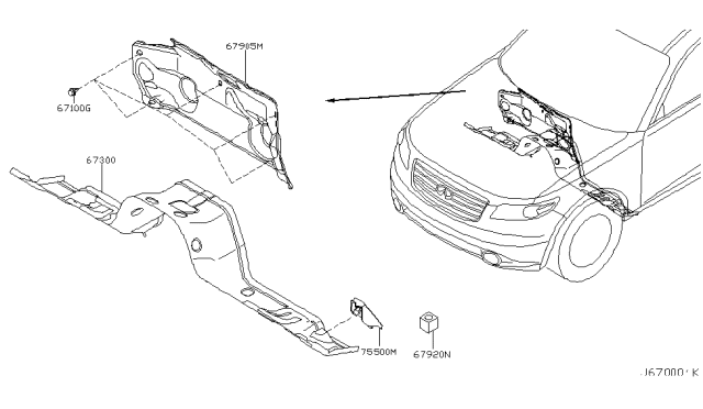2003 Infiniti FX35 Dash Panel & Fitting Diagram 1