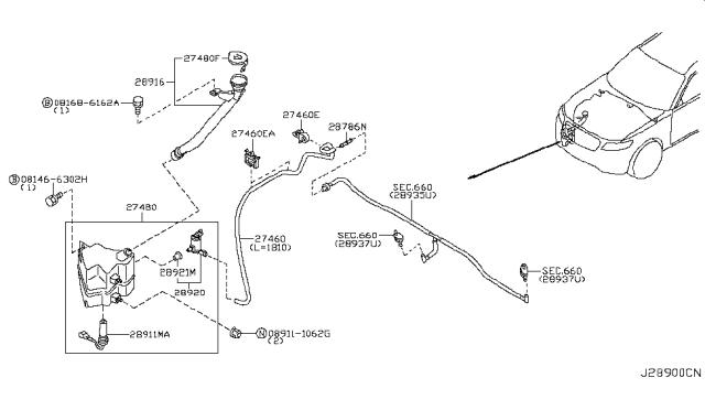 2007 Infiniti FX35 Windshield Washer Diagram 1