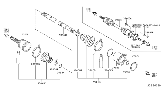 2007 Infiniti FX45 Band Boot, Drive Shaft Outer Diagram for 39242-03P0A