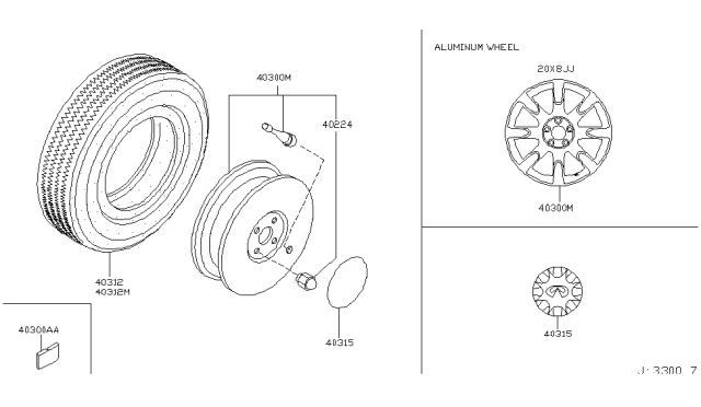 2006 Infiniti FX45 Road Wheel & Tire Diagram 1