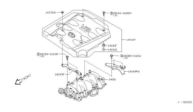 2006 Infiniti FX35 Bracket Ornament Diagram for 14049-EH000