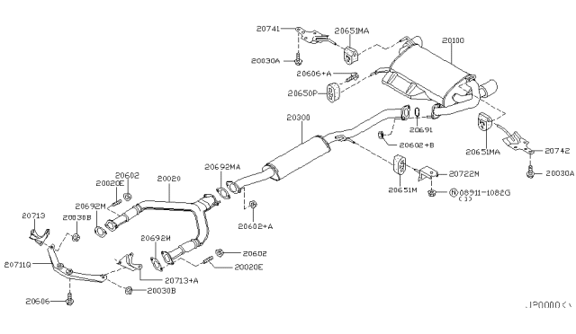 2003 Infiniti FX45 Exhaust Tube & Muffler Diagram 2