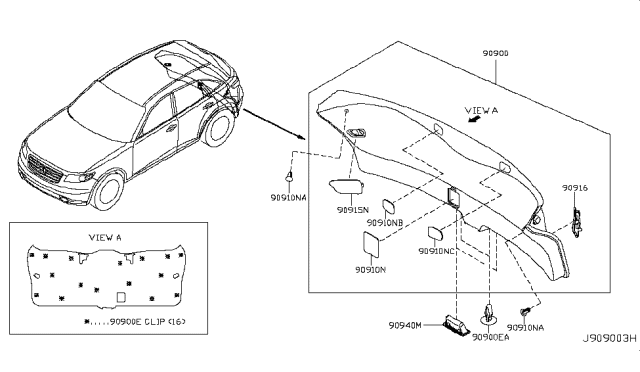 2007 Infiniti FX35 Mask-Back Door,RH Diagram for 90915-CL70C