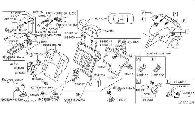 2007 Infiniti FX45 Rear Seat Diagram 1