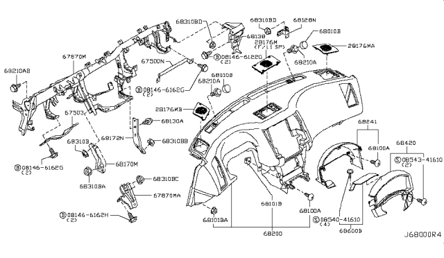 2005 Infiniti FX45 Instrument Panel,Pad & Cluster Lid Diagram 3