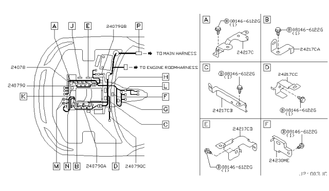 2004 Infiniti FX45 Bracket-Harness Clip Diagram for 24239-AR202