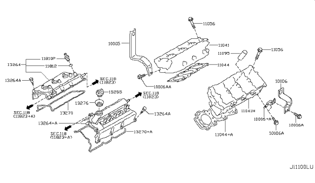 2006 Infiniti FX35 Bolt-Cylinder Head Diagram for 11056-AR000