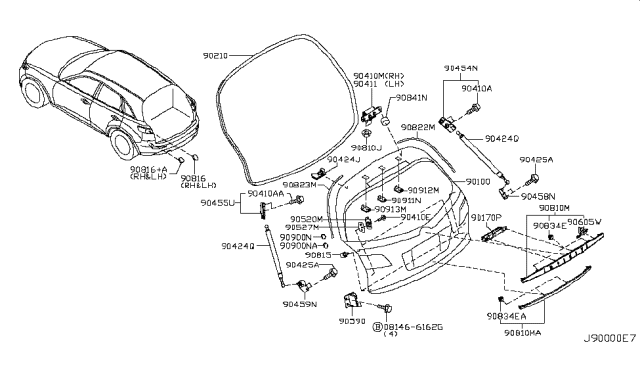 2007 Infiniti FX45 Back Door Panel & Fitting Diagram 2